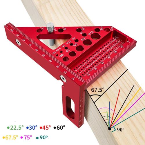 Lzcxszzm Woodworking Square Protractor, Woodworking Square with Dowel Pins, Aluminum Alloy Miter Set Square, Angler's Scriber A
