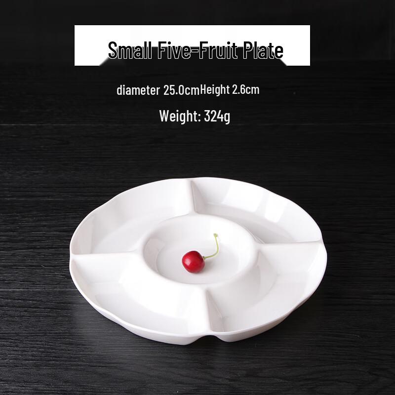 Qianxing A8 White Melamine 5-Compartment Divided Serving Platter