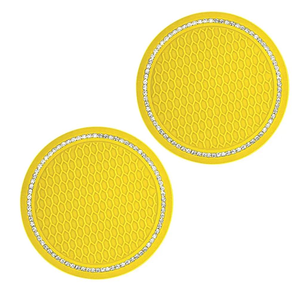 New Car Non-slip Water Cup Pad Diamond Rhinestone Bling Decoration Auto Interior Cup Bottle Anti-skid Rubber Mat Car Accessories