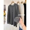 Plus Size Patchwork Cuff Thermal Long Sleeve Women's Loose Top