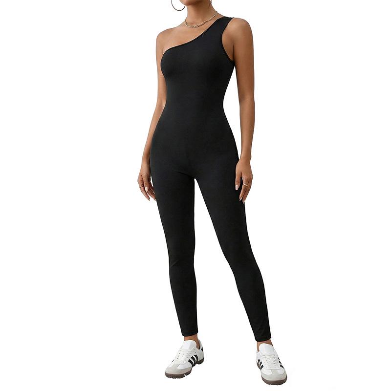 2024 Spring Trendy Women's One-Shoulder Slim Fit Jumpsuit