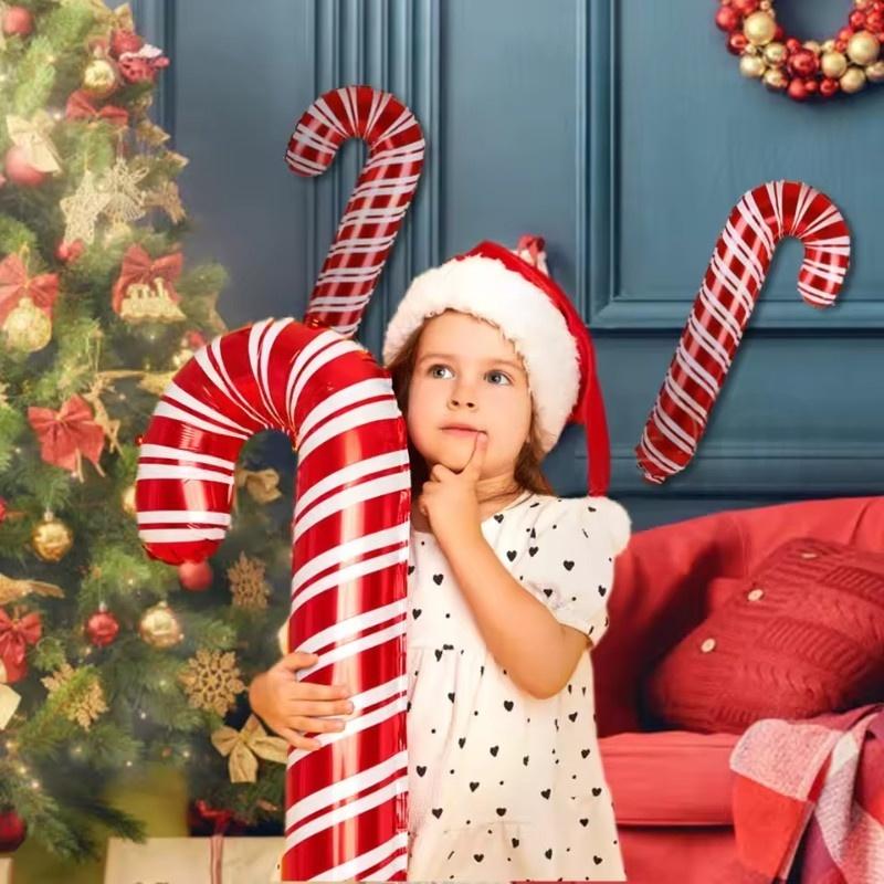 5pcs 84x39cm Christmas Candy Cane Foil Balloons Xmas Walking Stick Candy Balloon Christmas New Year Party Decoration