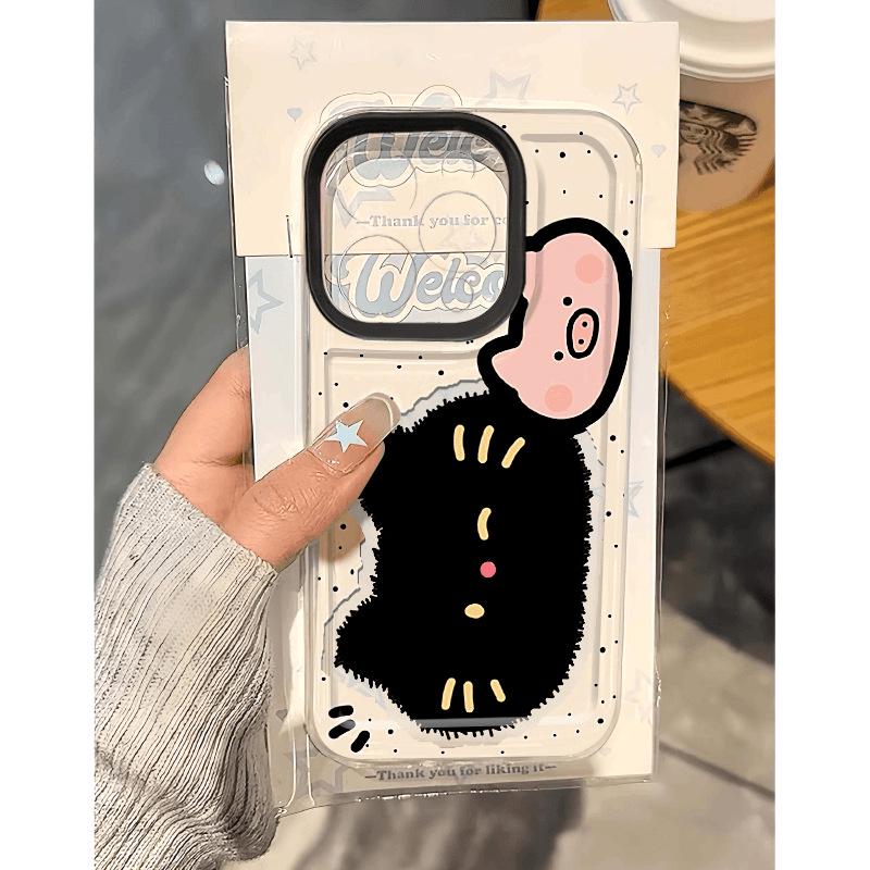 Soft Black Cat Pig Design Inkjet Case for iPhone 15/14/13, 12 Pro Max, XS, 11, XR