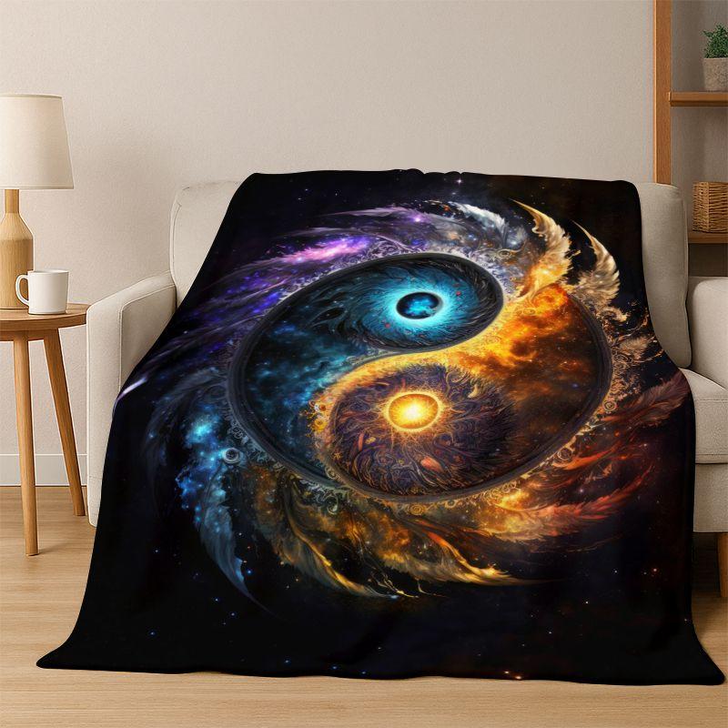 Yin Yang Symbol Chinese Tai Chi Flannel Blanket Soft Warm Throw Blanket for Bedroom Living Room Bed Travel Camping Picnic Gift