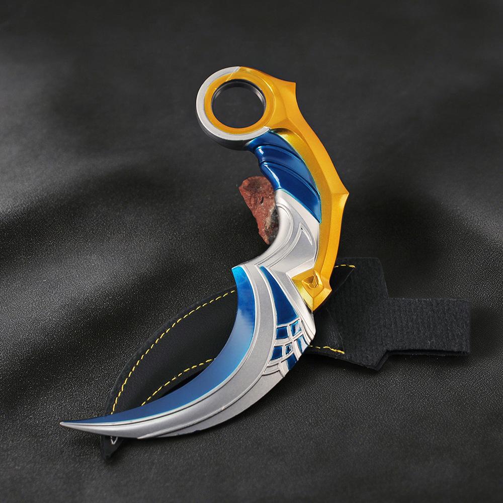 Juguete Modelo Karambit Sombra Celestial de Valorant 16cm 6.3pulgadas Metal No Afilado Giratorio Réplica Coleccionable Con Funda
