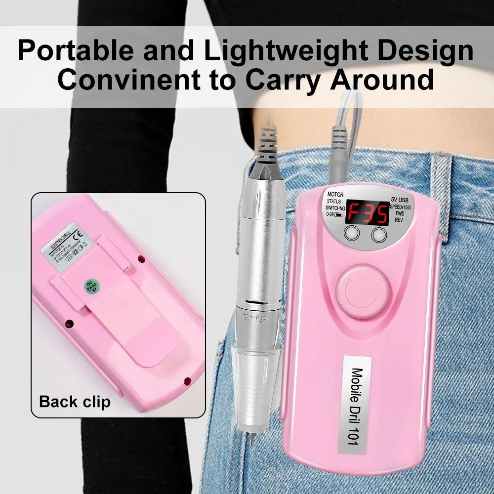 Rechargeable Nail Art Drill 35,000 Rpm - Professional Polisher & Milling Cutter Electric Sander
