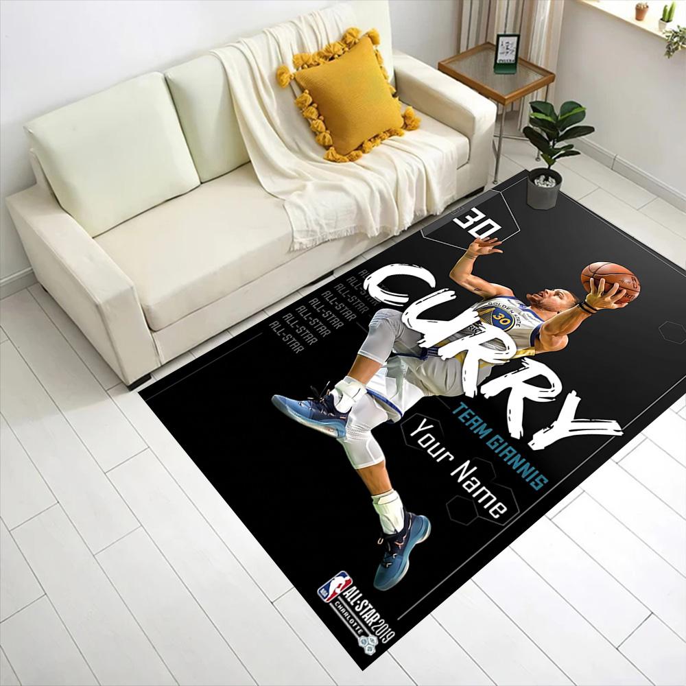 Golden State Curry Celebration Customizable Name Area Rug Perfect for Decorate Room Dormitory Playrooms Balcony Anti-slip Rug Anime Office Decor