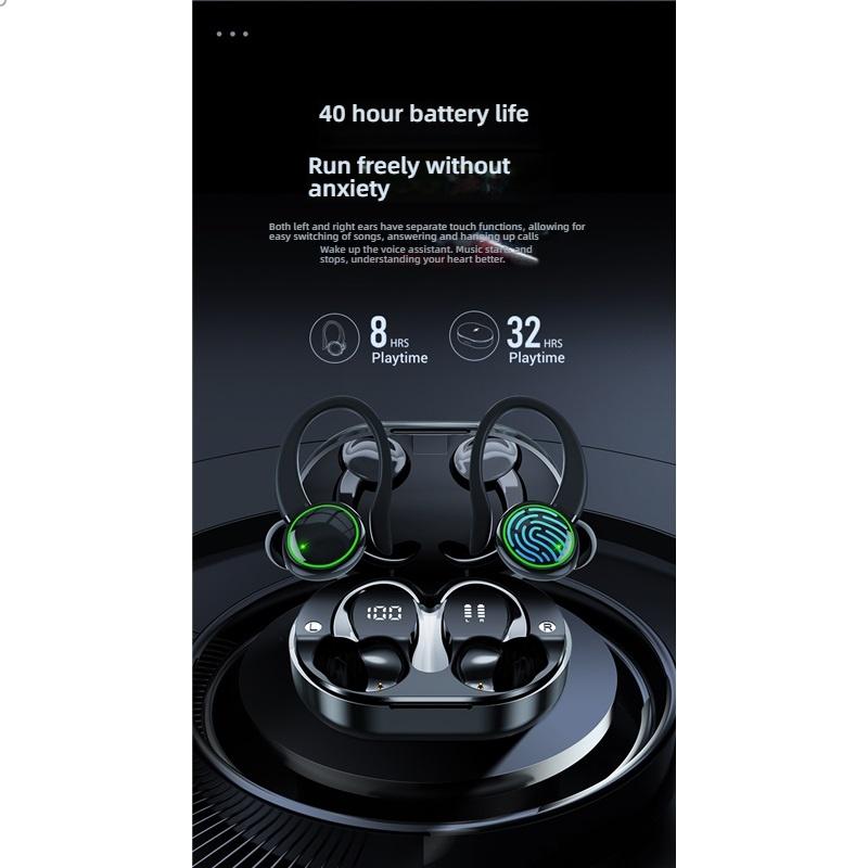 Sports Cycling Bluetooth 5.3 Earphones, Ear Hook Design ENC Noise Reduction Waterproof