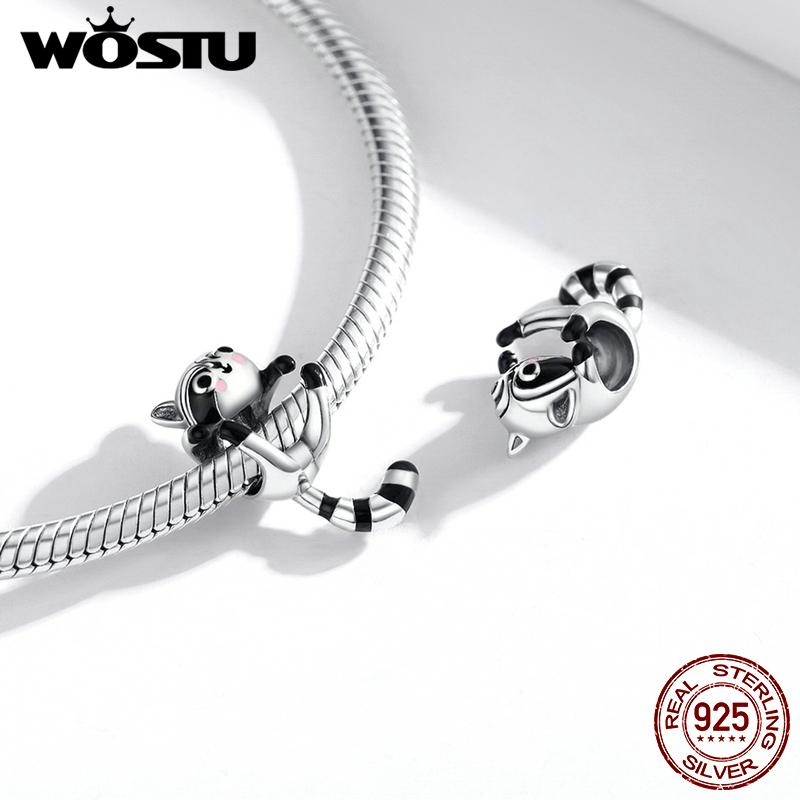 Wostu Animal Charm Copper Koala Fox Bear Beads Cow Panda Rabbit Pendant Fit Original Bracelet Diy Jewelry For Women