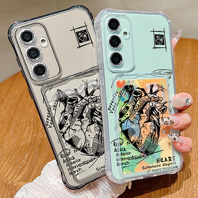 Heart Eample Diagram Phone Case For Samsung Galaxy A56 A55 A35 A15 A16 5G S25 S24 S22 Ultra S23 S24 FE Card Bag Wallet TPU Cover