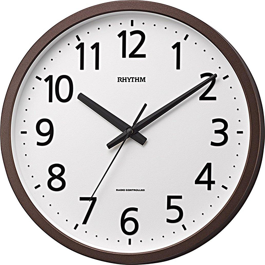 

RHYTHM Wall Clock Radio Analog Fit Wave Genia Easy to See Office Type Universal Text Brown RHYTHM 4MYA38SR06