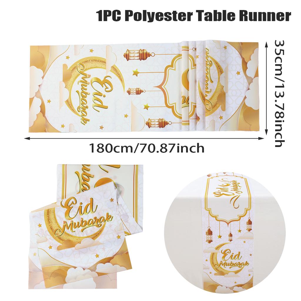 Ramadan Table Runner Eid Mubarak Polyester TableRunner Ramadan Decor for Home 2025 Ramadan Kareem Islamic Muslim Party Supplies