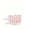 Strawberry Patterned Corduroy Makeup Bag With Zipper, Portable Skincare Wash Bag, Large Capacity Makeup Bag For Women's Travel School