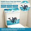Cute Dolphin Toilet Tank Sticker Ocean Wave Vinyl Decal For Bathroom Decor Adhesive Home Decoration Accessories