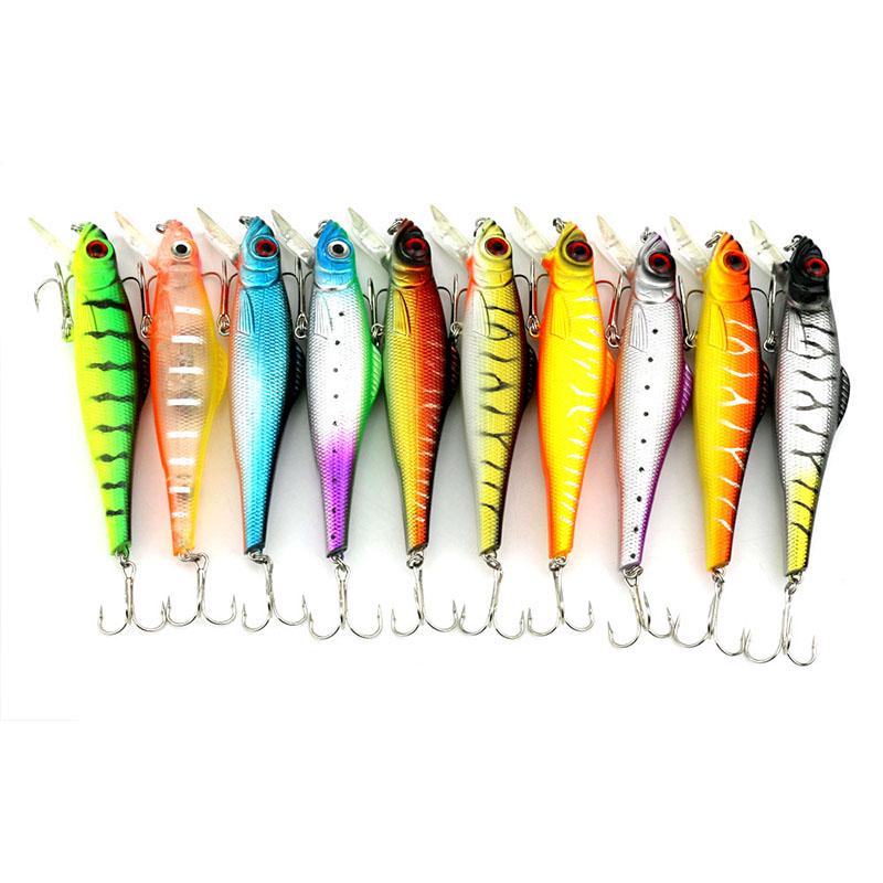 HENGJIA 5 stück/10 stück Minnow Angeln Köder Wobbler 3D Augen Langsam Sinkend Angeln Zubehör