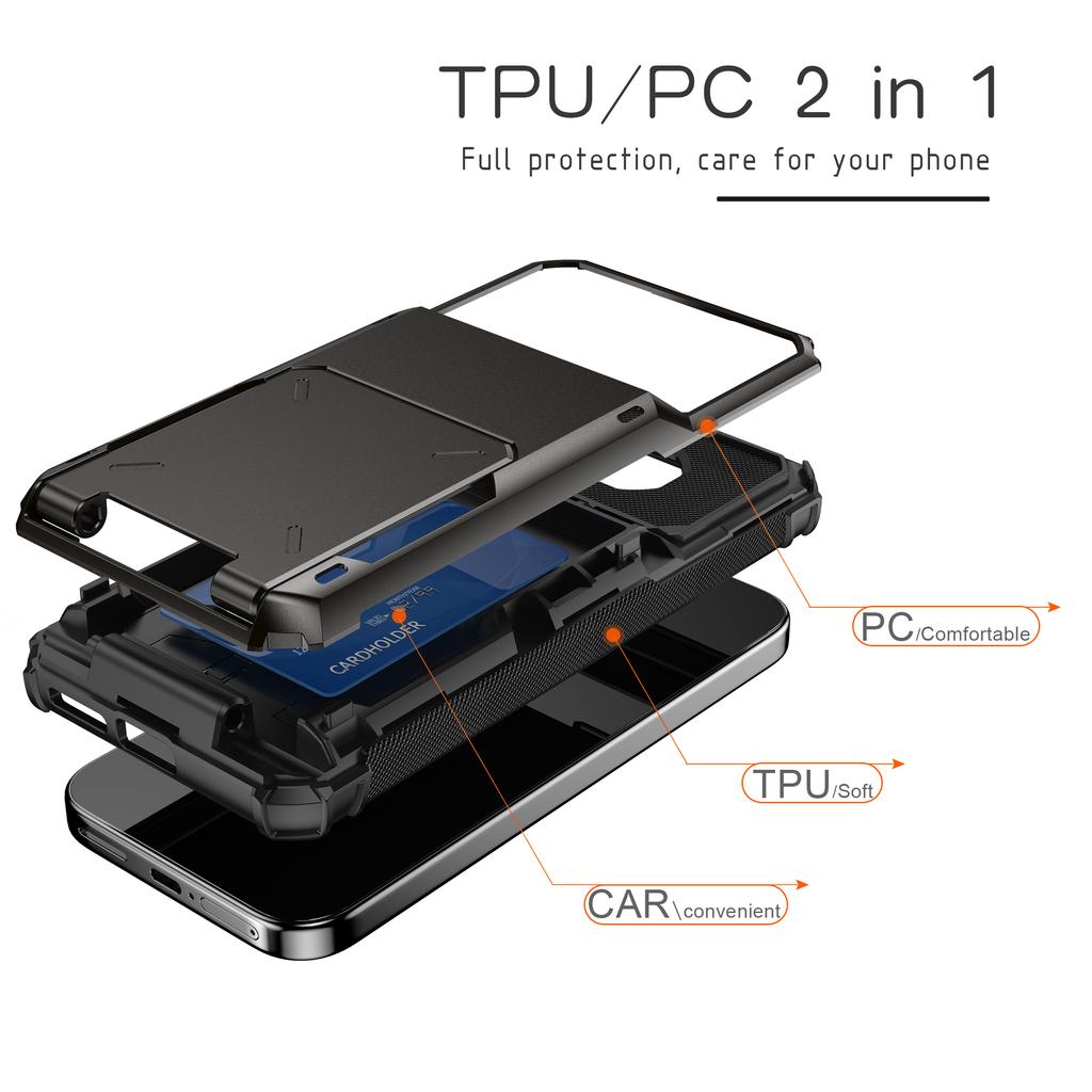 For Google Pixel 9a Case PC+TPU Dual Layer Back Phone Cover with Card Holder