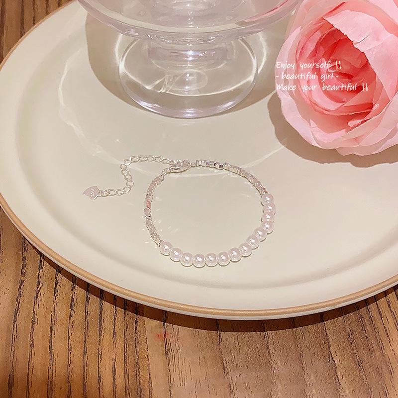 

Серебряный браслет с жемчугом в стиле барокко для женщин - универсальное, легкое, роскошное, нишевое украшение для рук S413 серебряный