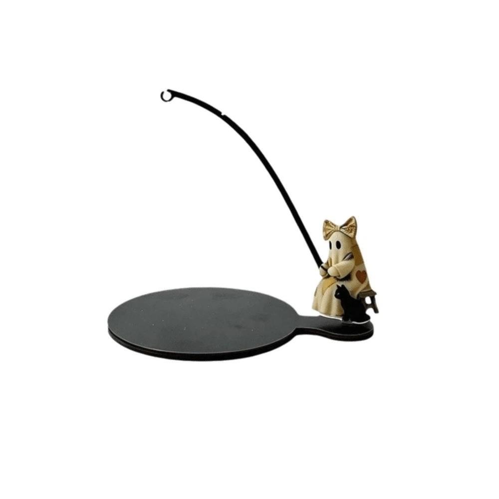 Fishing Ghost Tea Coaster Set Wooden Tea Bag Hanger Ornaments Tea Bag Stand Holiday Party
