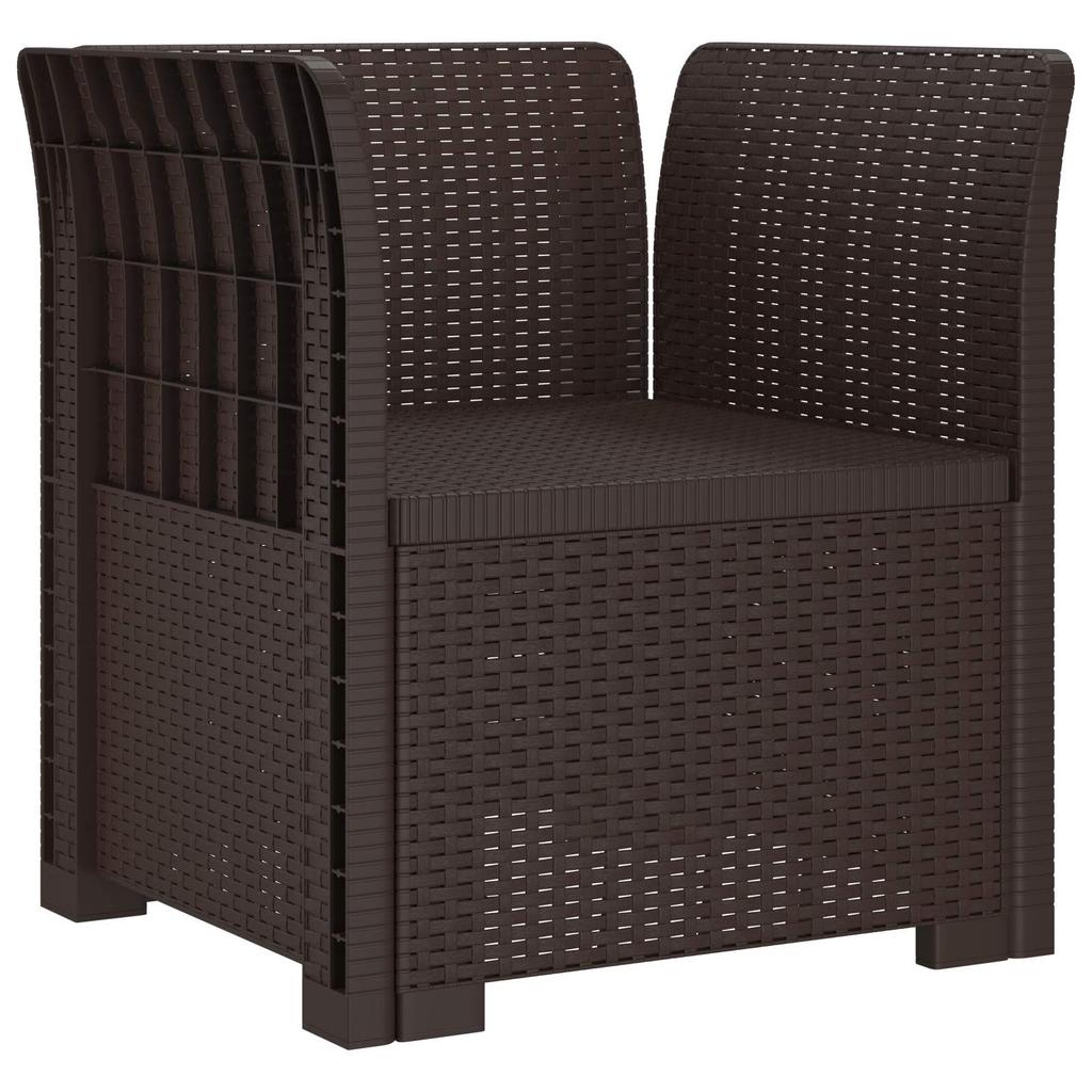 1 Seater Armchair with Cushion Rattan Look PP Brown