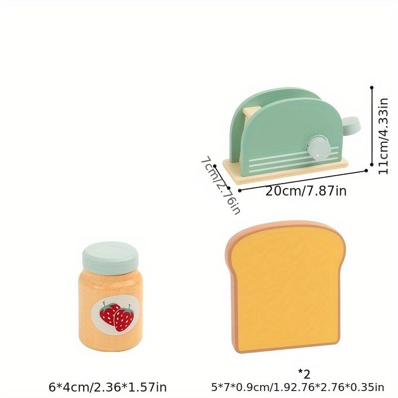Wooden Children's Kitchen Toy Set: a Realistic Toaster, Eggs, Cheese, and Butter Chips for Children Aged 3-6