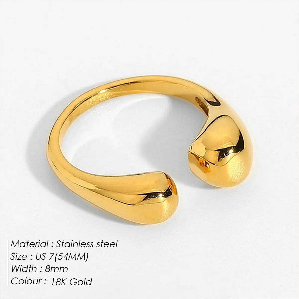 Minimalist Trendy Chunky Curved Statement Rings for Women Personality Stainless Steel Adjustable Open Rings Party Jewelry Gifts