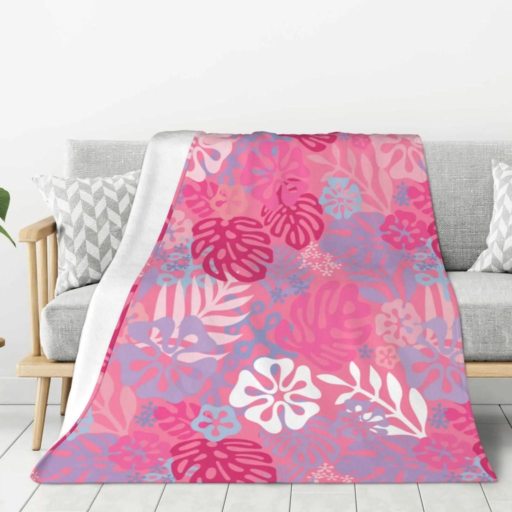 Monstera Deliciosa Palms Throw Blanket Tropical Plants Home Soft Cozy Blanket Lightweight Microplush Decor Blankets All Season