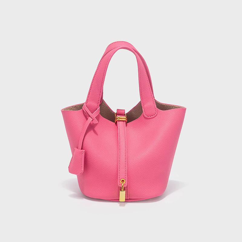 Women's Fashion Solid Color Leather Handbag with Lock Design, Casual Versatile Daily Shoulder Bag, Perfect Gift Purse