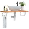 Wall Shelf Under Sink, Steel and Solid Beech Wood