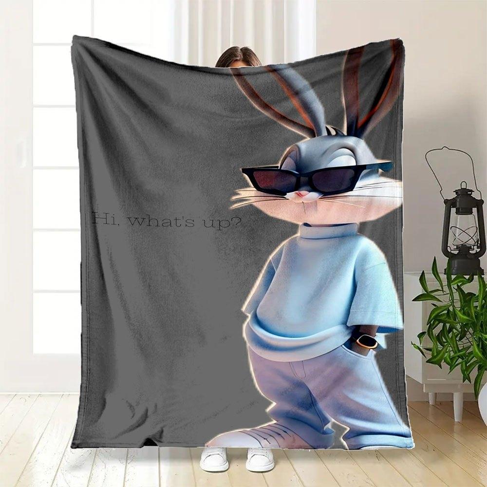 "Chill Vibes: Bugs Bunny's Casual Cool Look"Blanket Flannel Throw Blanket for Sofa, Bed, Travel, Camping, Office