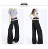 Plaid Patchwork Lace Double Waistband Wide-Leg Pants for Women - New 2025 Spring/Autumn Casual Long Pants