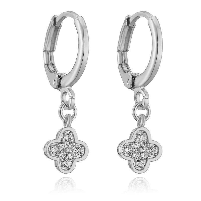 HECHENG, Small Pendant Earrings Shell Flower Sports Sweet and Cute Women's Zircon Party Earrings 1 Pair