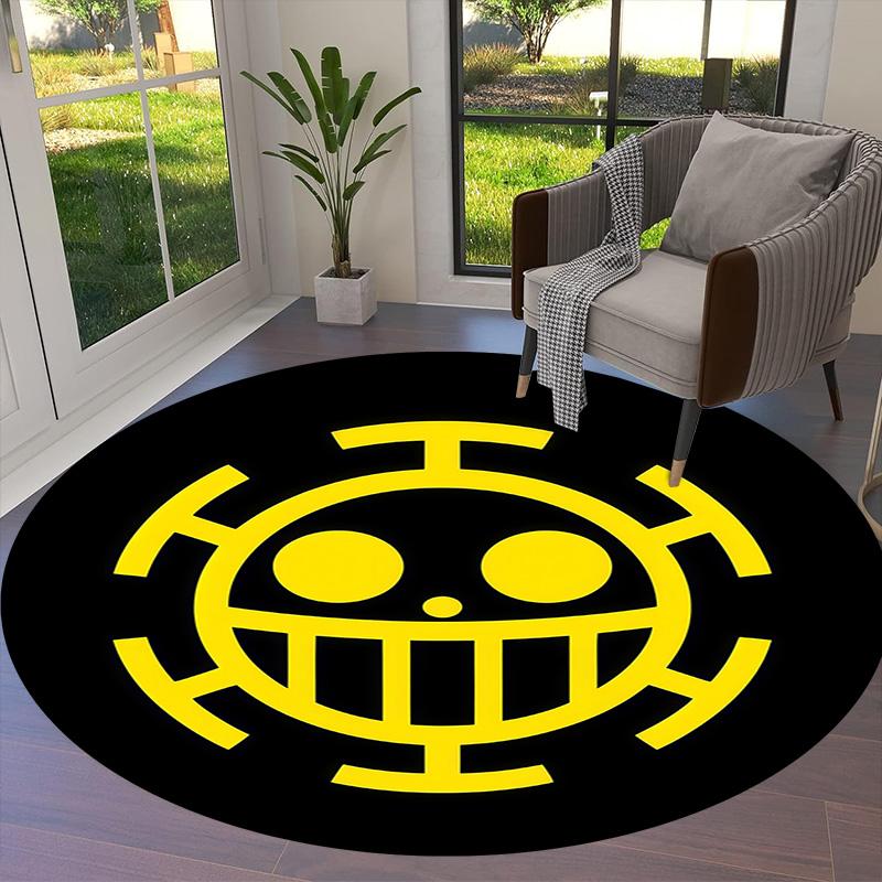 One Piece Logo Round Area Rug Carpet Rug For Living Room Bedroom Sofa Playroom Decor Nonslip Floor Mat