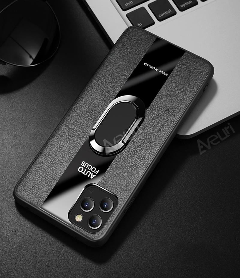 

Роскошный кожаный чехол для телефона для iPhone 6 6s 7 8 Plus SE 2020 Чехол с держателем-кольцом для iPhone 12 Mini 11 13 Pro Max X XR XS Max Чехол For iPhone 13Pro Max чёрный