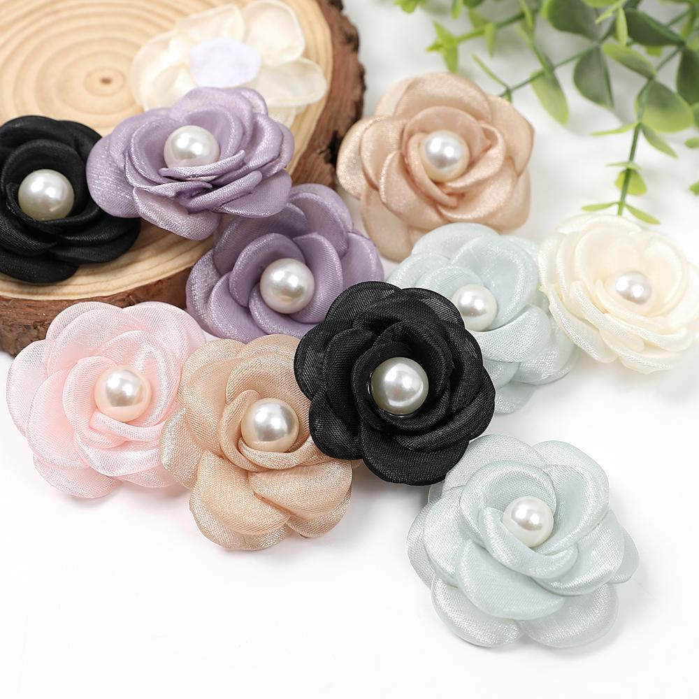 Testa di Fiori Artificiali con Perla Tessuto Chiffon Fermaglio Corsage Abito da Sposa Abbigliamento Accessori per la Creazione Fiori di Seta