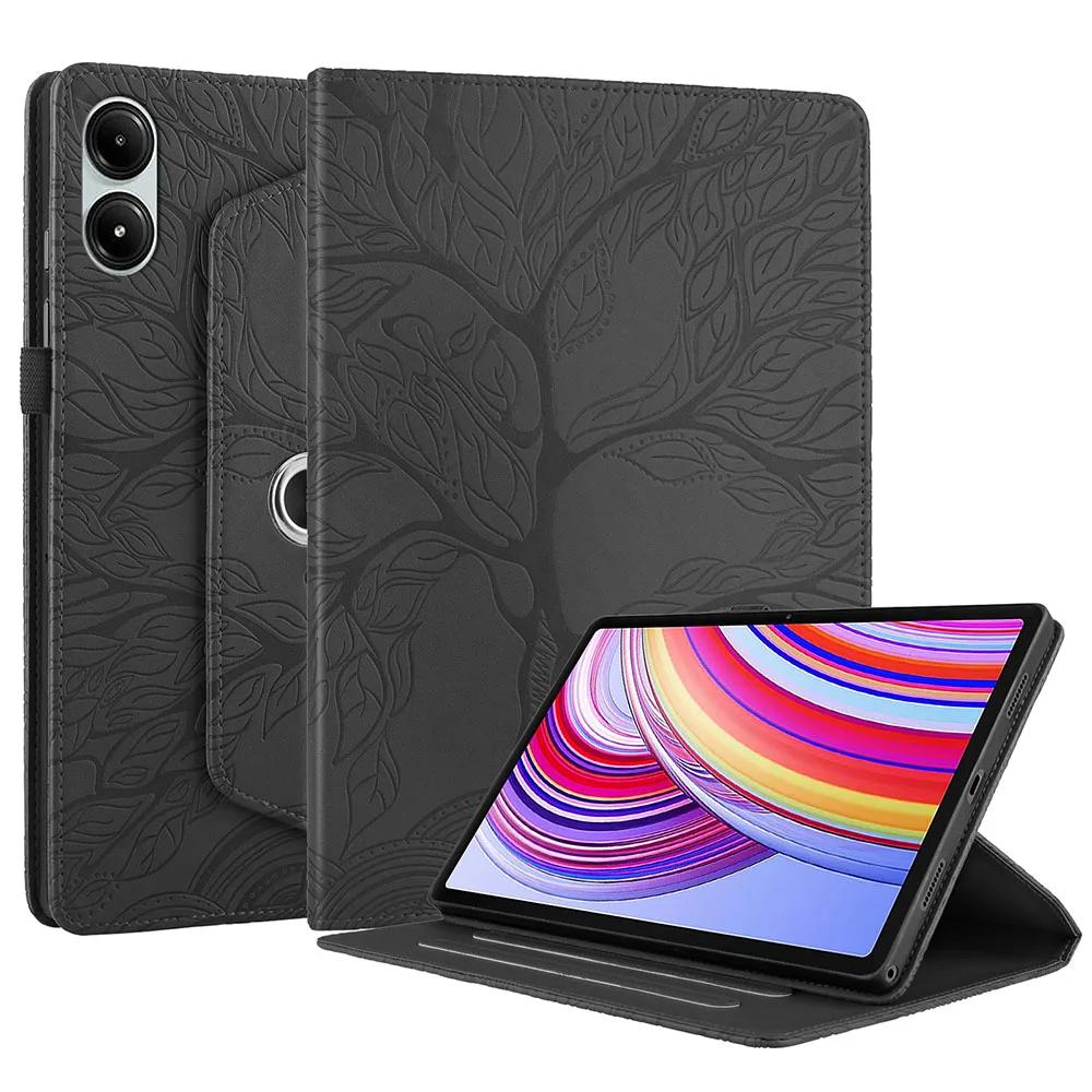 Redmi SE 2025 New Tablet Case for XIAOMI Redmi Pad SE 11 Inch 2025 3D Tree Embossed PU Leather Cover 360° Rotation Bracket Funda