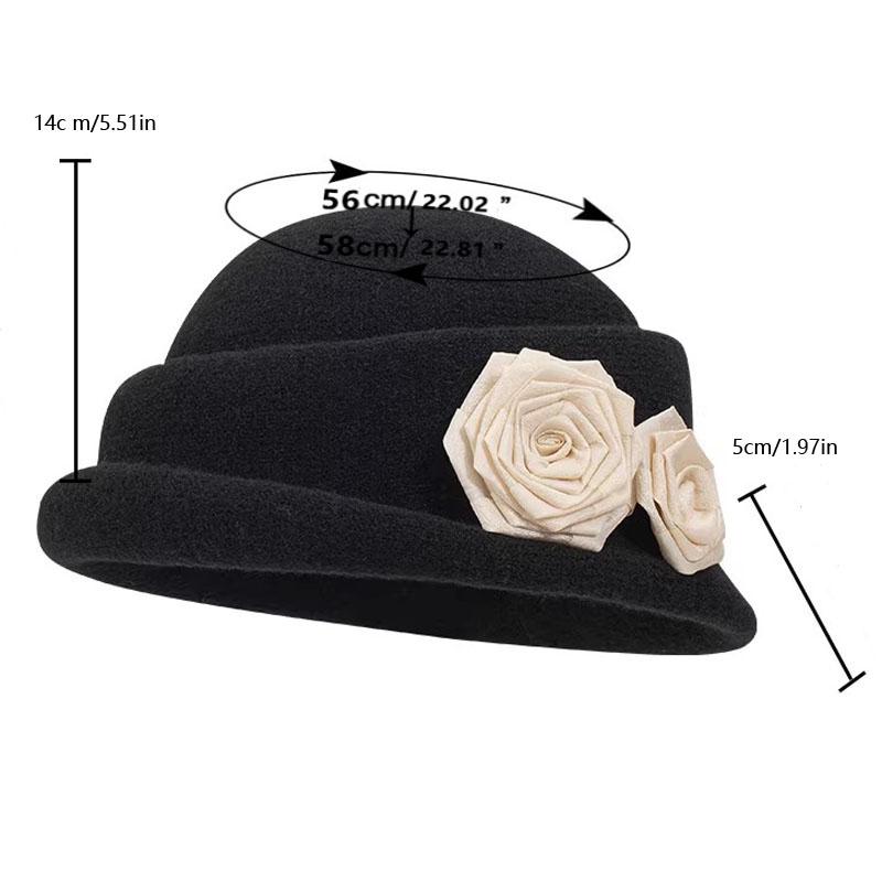 Women Elegant Party Formal Fedora Hat Winter Wool Knitted Warm Cloche Church Hats Fashion Headwear
