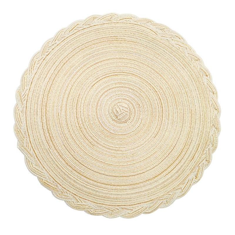 

15-дюймовые коврики для еды Simplicity Wind Cotton, круглые тарелки, домашний кружевной плетеный коврик из рами, изолированный обеденный стол, украшение для кухни