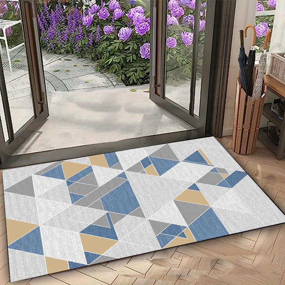 Abstract Patchwork Houtnerf Tapijt Gemengde Aardetinten Blok Niet-Glijdend Wasbaar Deurmat Retro Geruit Geometrisch Vloerkleed voor Huis 50X80cm