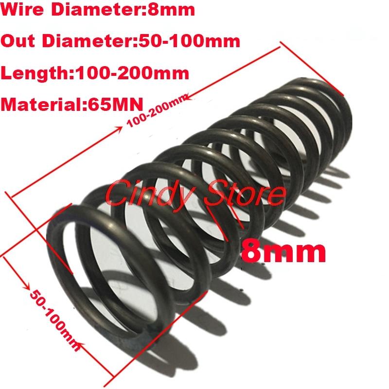 1PCS Custom Heavy Duty Big Large Coil Compression Spring Pressure Spring,8mm Wire Dia*50-100mm Out Diameter*100-200mm Length Wire xOut DiaxLength