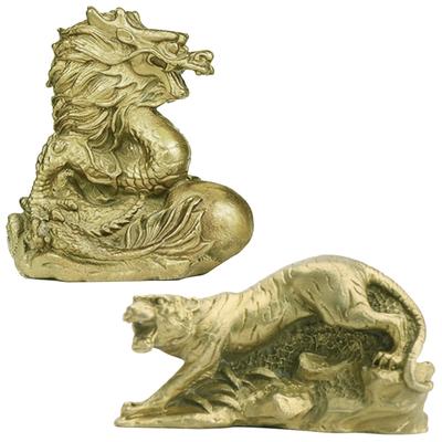 Felimoa Feng Shui Szczęśliwy Zodiak Odpędzający Stróż Wnętrze Zestaw 2 Ozdoba, Tygrys, Smok, Amulet, Znak, Zło, Amulet, Bestia,