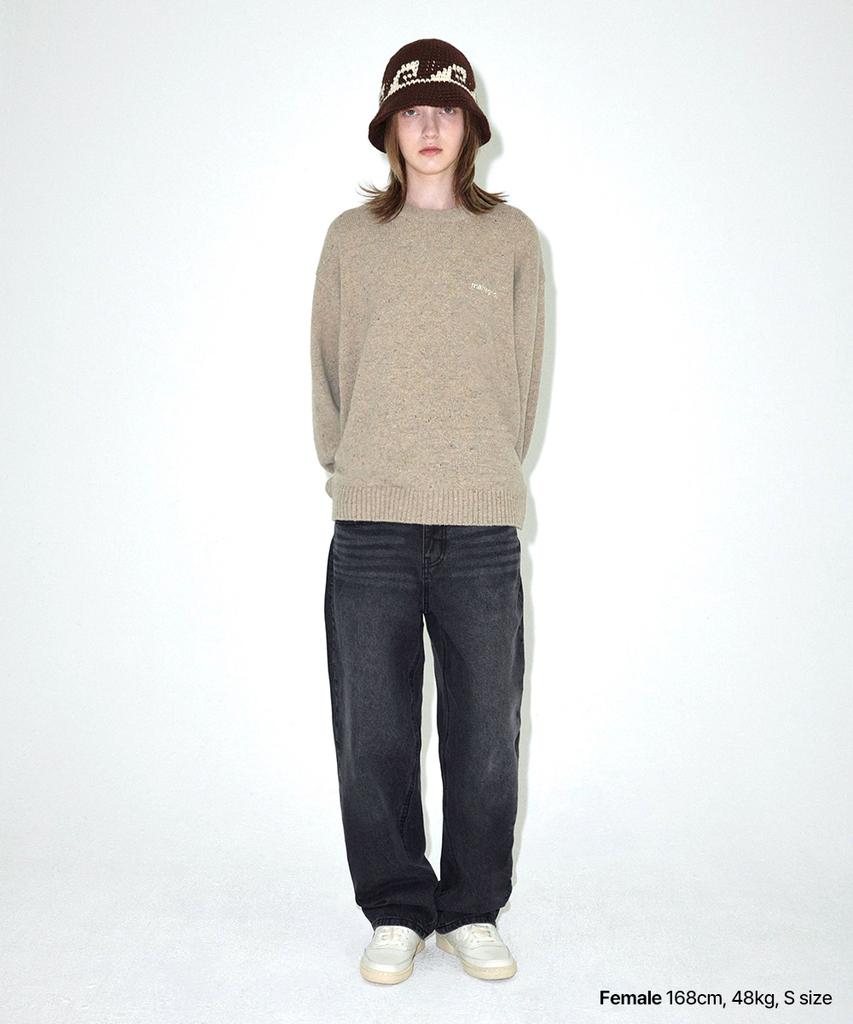 MAHAGRID Basic Logo Nep Knit Sweater Beige(Mg2Efmk605A)