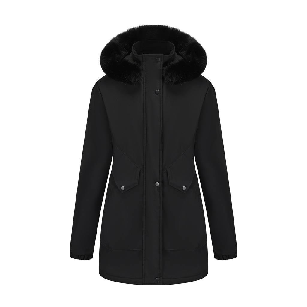 Winter Coat Women 2025 Long Plush Fur Collar Fleece Lined Parka Jacket Korean Style
