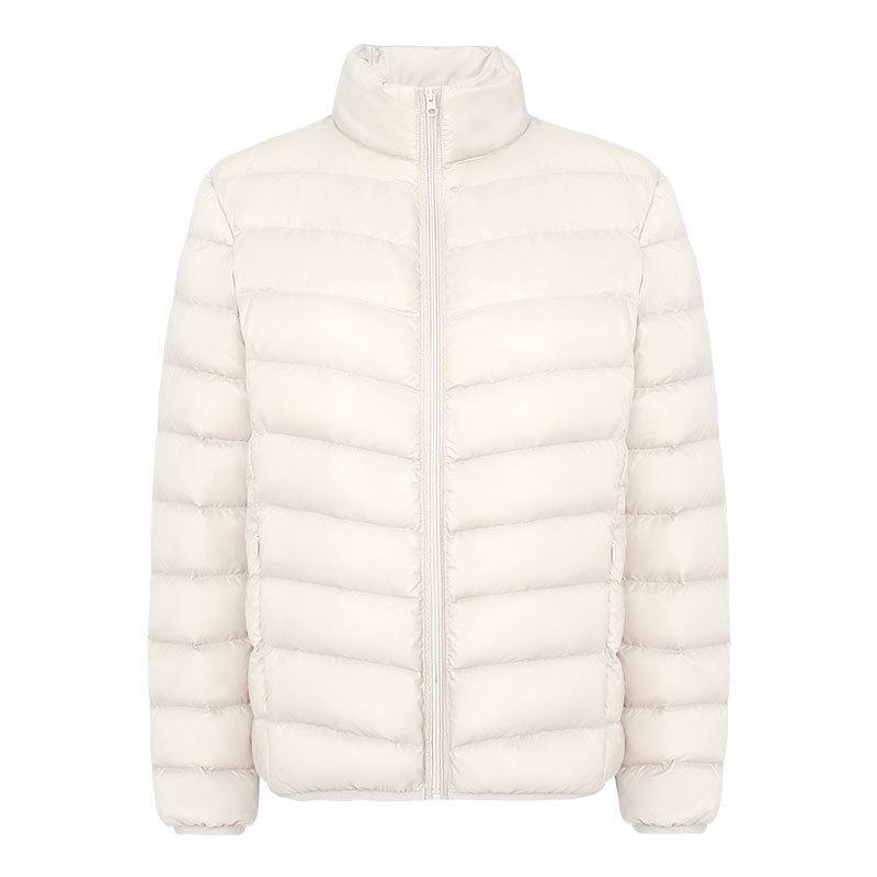 2024 Women's Slim Fit Lightweight Down Jacket - Autumn/Winter, Short, 90% White Duck Down, Stand Collar, Korean Style, Plus Size Available.