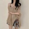 V-neck Hollow Out Swimsuit Cover Up Oversized Beach Wear Leisure Knitted Bikini Cover Up  Pool