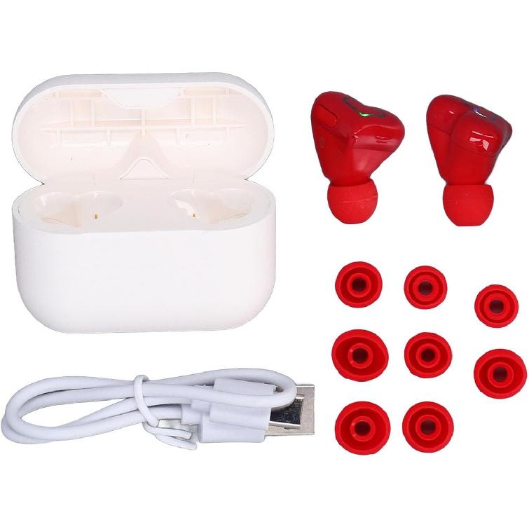 Earbuds, Heart Shaped Cordless Earbuds HiFi Stereo Sound Cute, Stereo Sound Built in Mic 5.3 Cordless Headphones (Red)