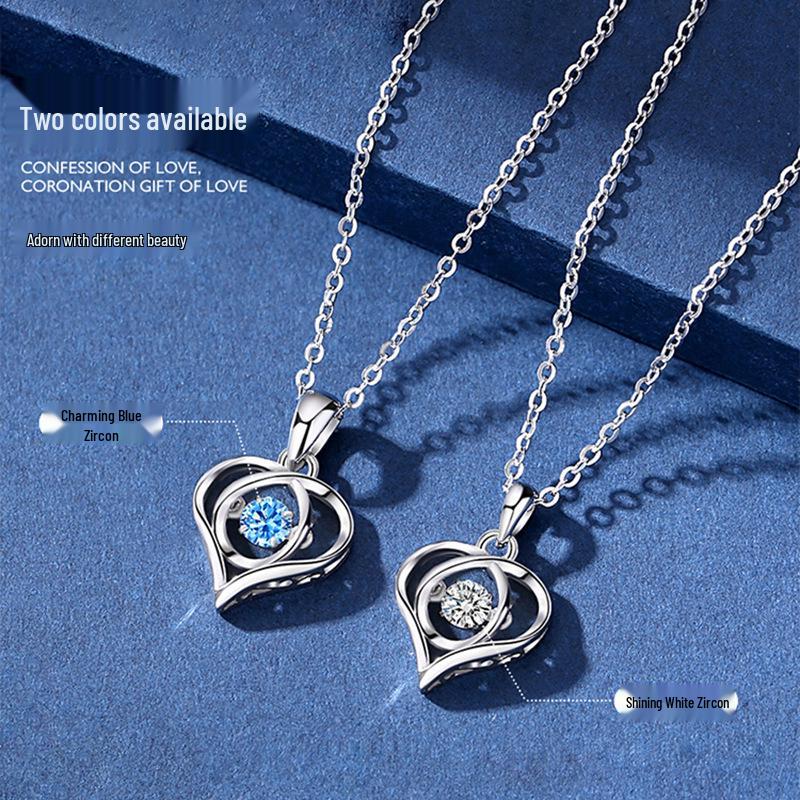 999 Sterling Silver Heart Pendant Necklace - Women's Luxury Clavicle Chain, Perfect for Christmas & Valentine's Day Gifts
