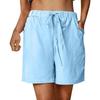 Women's Summer Casual Shorts Drawstring Solid Color Cotton Linen Short Pants Female Loose Straight Jogging Outdoor Streetwear