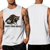 Men's Funny Animal Slogan Print Tank Top, Loose Fit Breathable Summer Gym Streetwear Casual Vest