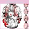 Felpa con cappuccio unisex accogliente ed elegante, con motivo di Zero Two da Darling in the Franxx