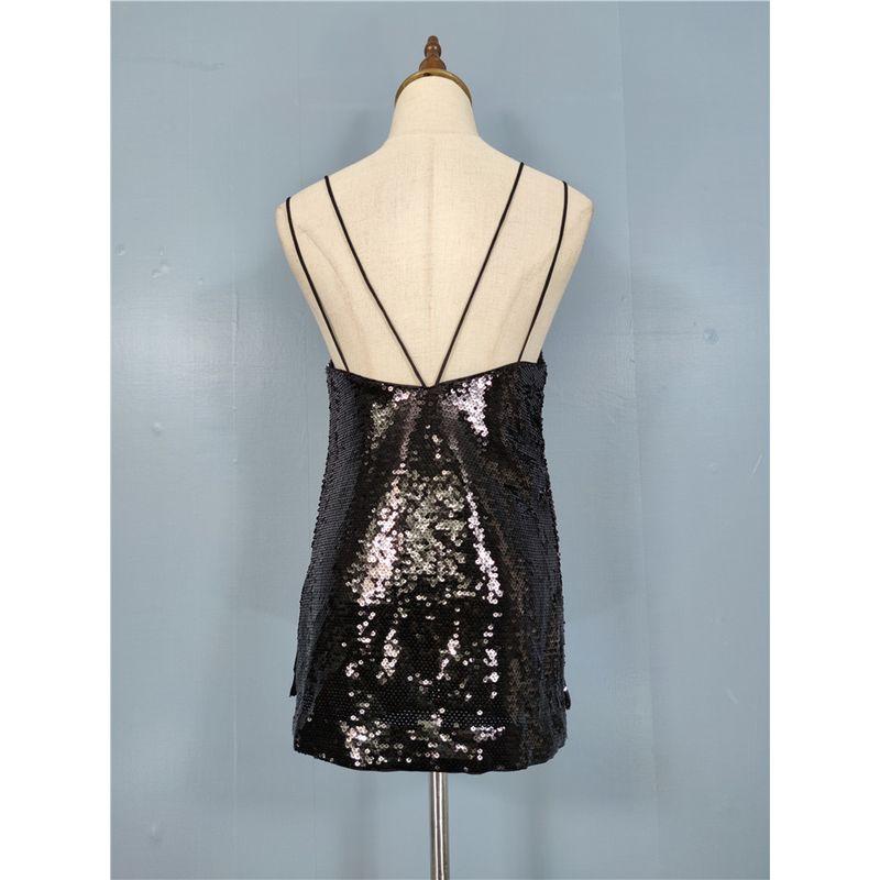 Export Single H Home Sequined Suspender All-Matching Graceful Sexy Sexy Disco Nightclub Stylish Inner Wear Outer Wear Tops Female